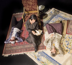 Pictured left to right: Haley Bertelsen as Everybody Else, Elaine Jennings as Alice and Kathryn L. Wood as Gertrude in Win Wells's GERTRUDE STEIN AND A COMPANION directed by Kathryn L. Wood and John Fisher A Theatre Rhinoceros Production at the Eureka Theatre. Photo by David Wilson.