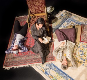 Pictured left to right: Haley Bertelsen as Everybody Else, Elaine Jennings as Alice and Kathryn L. Wood as Gertrude in Win Wells's GERTRUDE STEIN AND A COMPANION directed by Kathryn L. Wood and John Fisher A Theatre Rhinoceros Production at the Eureka Theatre. Photo by David Wilson.
