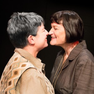 Pictured left to right: Kathryn L. Wood as Gertrude and Elaine Jennings as Alice in Win Wells's GERTRUDE STEIN AND A COMPANION directed by Kathryn L. Wood and John Fisher A Theatre Rhinoceros Production at the Eureka Theatre. Photo by David Wilson.