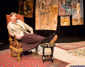 Kathryn L. Wood as Gertrude in Win Wells's GERTRUDE STEIN AND A COMPANION directed by Kathryn L. Wood and John Fisher A Theatre Rhinoceros Production at the Eureka Theatre. Photo by David Wilson.