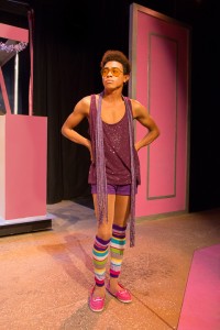 : Charles Peoples III as Adam in PRISCILLA, QUEEN OF THE DESERT, directed by John Fisher. A Theatre Rhinoceros Production at the Eureka Theatre, Photo by David Wilson.