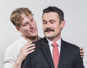 Pictured left to right: Morgan Lange as Tommy Boatwright and Benoît Monin as Bruce Niles in THE NORMAL HEART by Larry Kramer, a Theatre Rhinoceros Production at The Gateway Theatre (formerly The Eureka Theatre). Photo by David Wilson.