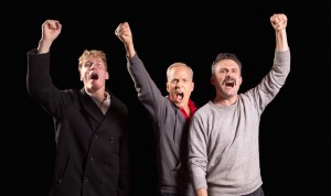 Morgan Lange as Tommy Boatwright, John Fisher as Ned Weeks, and Benoît Monin as Bruce Niles in THE NORMAL HEART