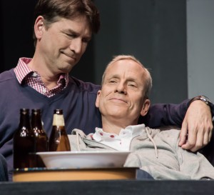 Pictured left to right: Jeremy Cole as Felix and John Fisher as Ned in THE NORMAL HEART by Larry Kramer; A Theatre Rhinoceros Production at The Gateway Theatre (formerly The Eureka Theatre.) Photo by David Wilson.