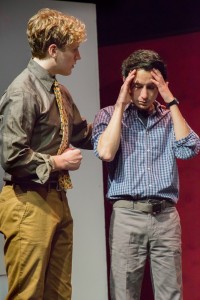 Pictured left to right: Morgan Lange as Tommy and Tim Garcia as Mickey in THE NORMAL HEART by Larry Kramer; A Theatre Rhinoceros Production at The Gateway Theatre (formerly The Eureka Theatre.) Photo by David Wilson.