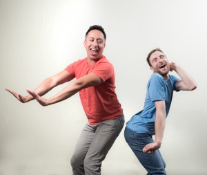 Pictured L to R: David Zubiria as Ryan and Devin Goodman as DelMonico in DAREBNB by John Fisher; a Theatre Rhinoceros/SparkArts production at SparkArts. Photo by David Wilson.