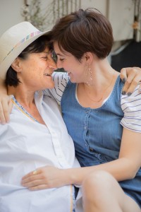 Pictured L to R: Elaine Jennings as Prin and Jensen Power as Terri in OEDIPUS AT PALM SPRINGS by The Five Lesbian Brothers, directed by Kathryn Wood. A Theatre Rhinoceros Production at the Gateway Theatre (formerly the Eureka Theatre). Photo by David Wilson.