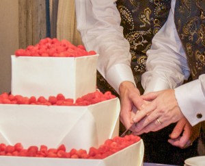 Gay Couple Slicing into their Wedding Cake