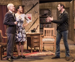 Pictured left to right: John Fisher* as Sidney Bruhl, Desiree M. Rogers as Myra Bruhl and Jake Soss as Clifford Anderson in Ira Levin’s Classic Thriller DEATHTRAP; A Theatre Rhinoceros Production at The Gateway Theatre; Directed by Jerry Metzker and John Fisher. Photo by David Wilson. *Member, Actors’ Equity Association.
