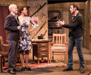 Pictured left to right: John Fisher* as Sidney Bruhl, Desiree M. Rogers as Myra Bruhl and Jake Soss as Clifford Anderson in Ira Levin’s Classic Thriller DEATHTRAP; A Theatre Rhinoceros Production at The Gateway Theatre; Directed by Jerry Metzker and John Fisher. Photo by David Wilson. *Member, Actors’ Equity Association.