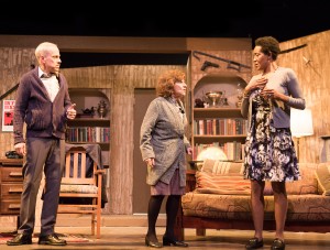 Pictured left to right: John Fisher* as Sidney Bruhl, Anne Hallinan as Helga Ten Dorp and Jake Soss as Clifford Anderson in Ira Levin’s Classic Thriller DEATHTRAP; A Theatre Rhinoceros Production at The Gateway Theatre; Directed by Jerry Metzker and John Fisher. Photo by David Wilson. *Member, Actors’ Equity Association.
