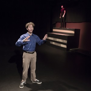 8071 Pictured L to R: Gabriel A. Ross as Jason and John Fisher* as Clark Tail in John Fisher’s ACTION HERO; A Theatre Rhinoceros Production at The Phoenix Theatre. Photo by David Wilson. *Member, Actors' Equity Association