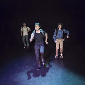 Pictured L to R: Jake Soss as Cranston, John Fisher* as Clark Tail, and Gabriel A. Ross as Jason in John Fisher’s ACTION HERO; A Theatre Rhinoceros Production at The Phoenix Theatre. Photo by David Wilson. *Member, Actors’ Equity Association