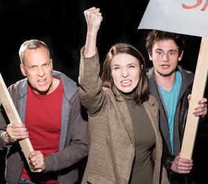John Fisher* as Jack, Polly Levi as Diana, and Jacob Soss as Plant in RADICAL