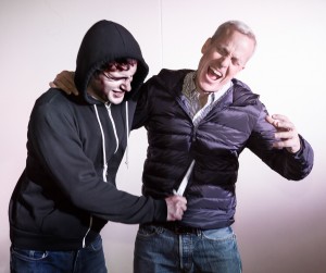 Pictured left to right: Jacob Soss as Plant and John Fisher* as Jack in RADICAL, written and directed by John Fisher. A Theatre Rhinoceros Production at Spark Arts. Photo by David Wilson. *Member, Actors’ Equity Association