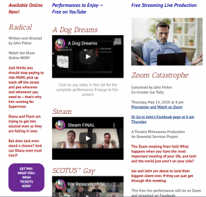 Screen Scrape of home page list of streaming performances